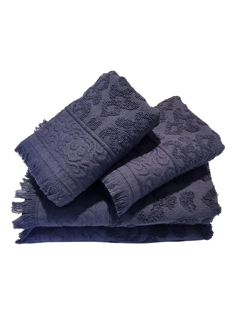 Serviette JACQUARD à franges   Anthracite   gris anthracite