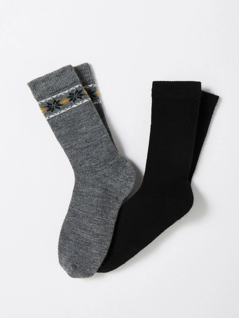 Lot de 2 paires de chaussettes maille moelleuse Thermolactyl Damart Noir