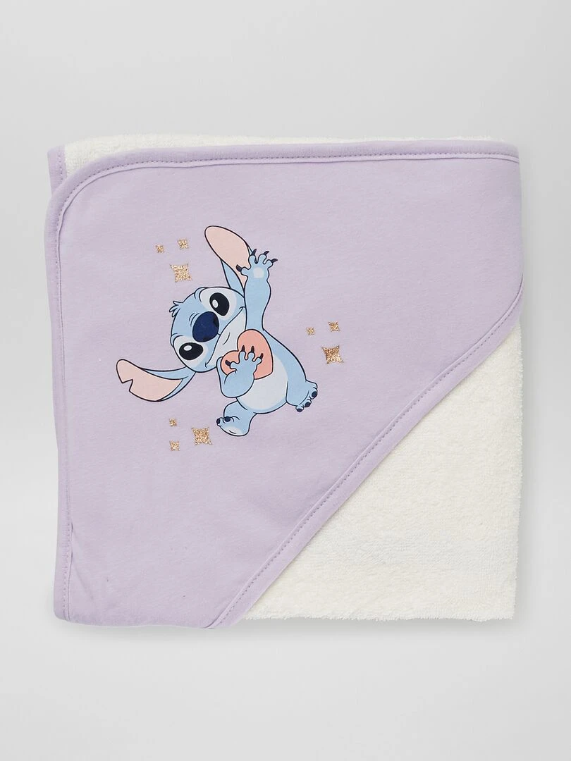 Cape de bain + gant de toilette 'Stitch'   Violet