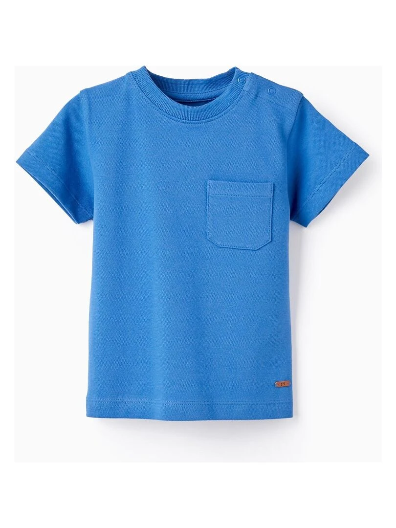 T shirt en Piqué de Coton pour Bébé Garçon manches courtes Bleu