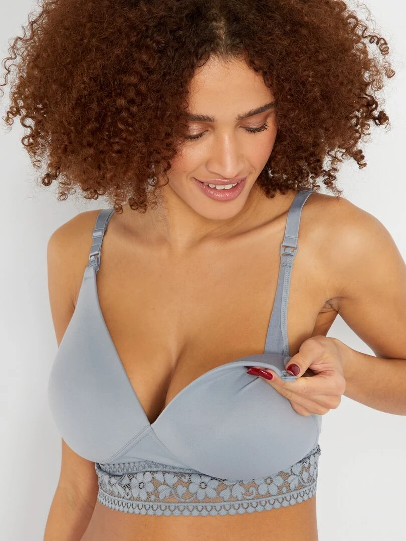Brassière maternité soft touch bleu grisé