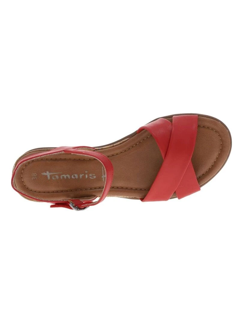 TAMARIS   Nu pieds talon compensé bas   Rouge