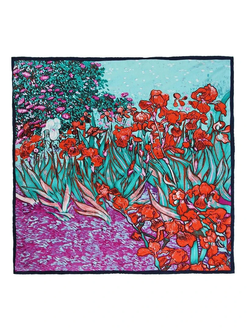 Carré de soie Van Gogh "Iris" Rouge