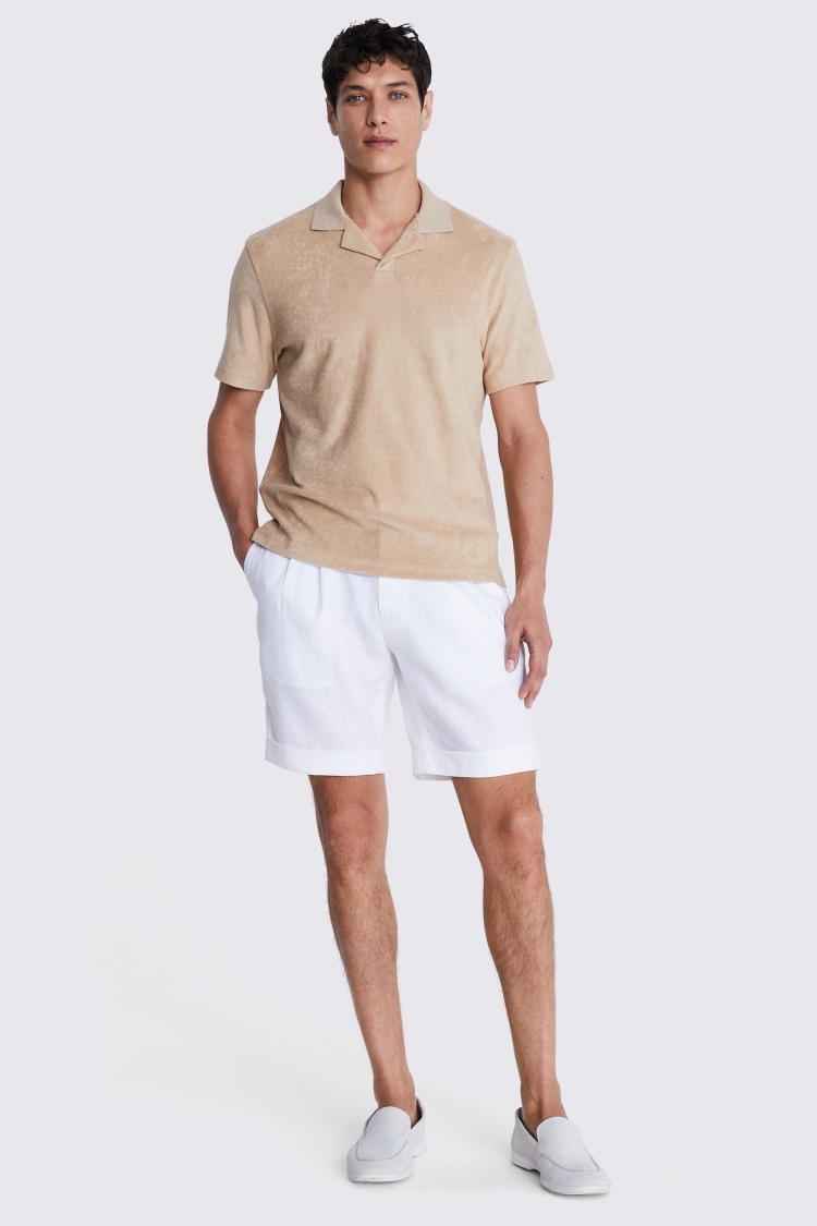 Linen Blend Pink Skipper Polo   Buy Online at Moss