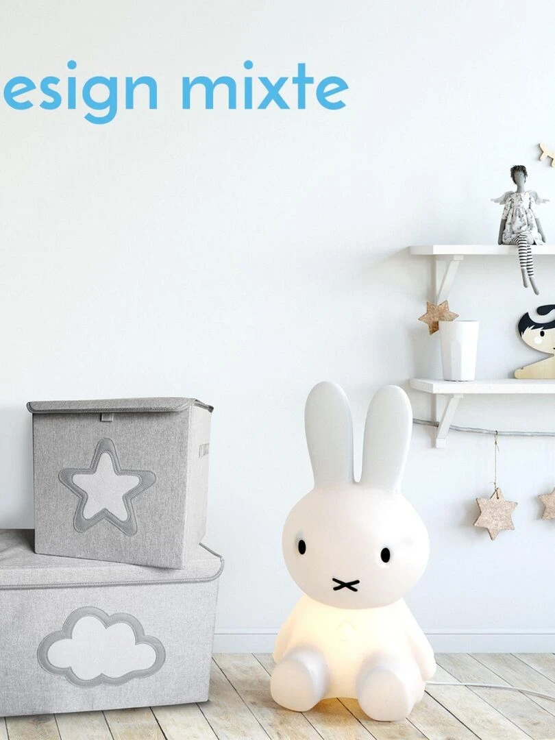 Boite de rangement  coffre à jouets pour enfant avec couvercle   Monsieur Bébé   Gris