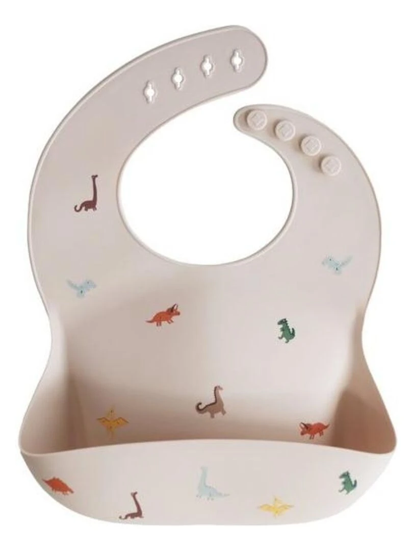 Bavoir silicone Mushie Dinosaures Mushie Noir Rouge