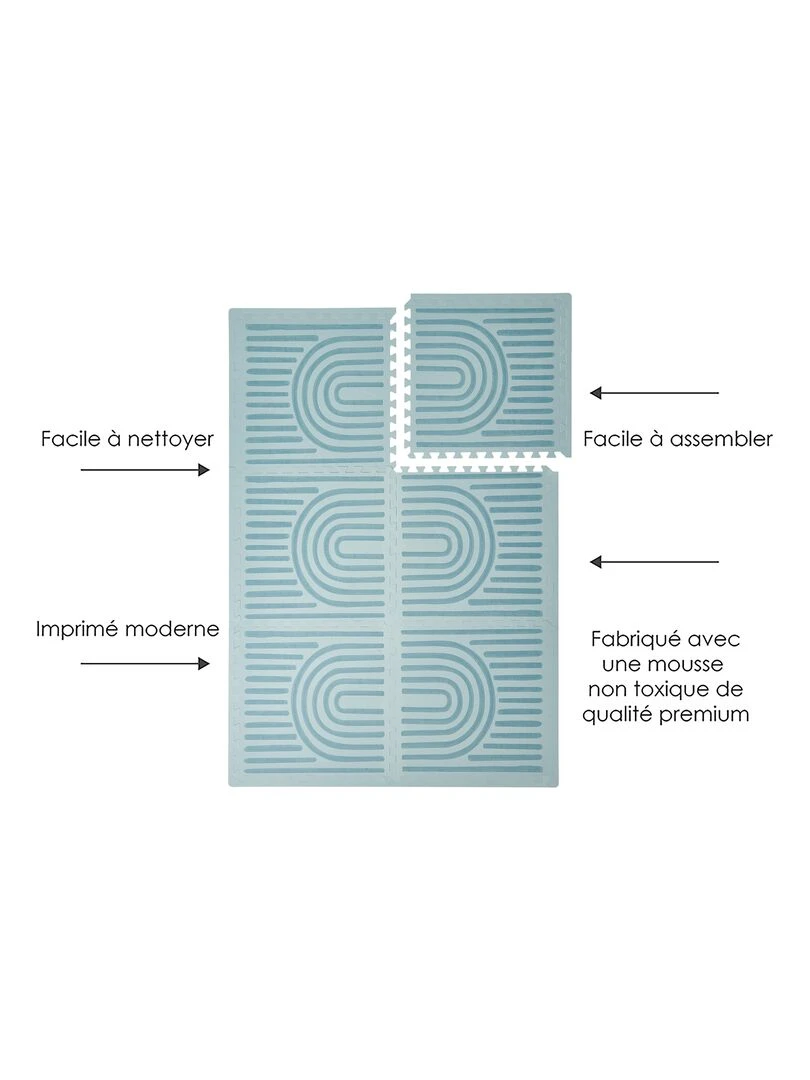 Tapis de jeu mousse LINEAR PUZZLEMAT MINERAL   Bleu céladon