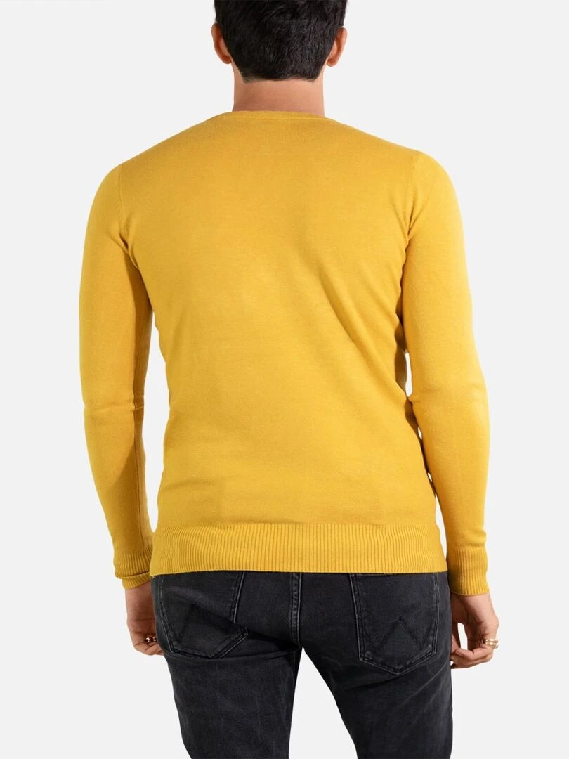 Pull manches longues col rond Kebello   Jaune