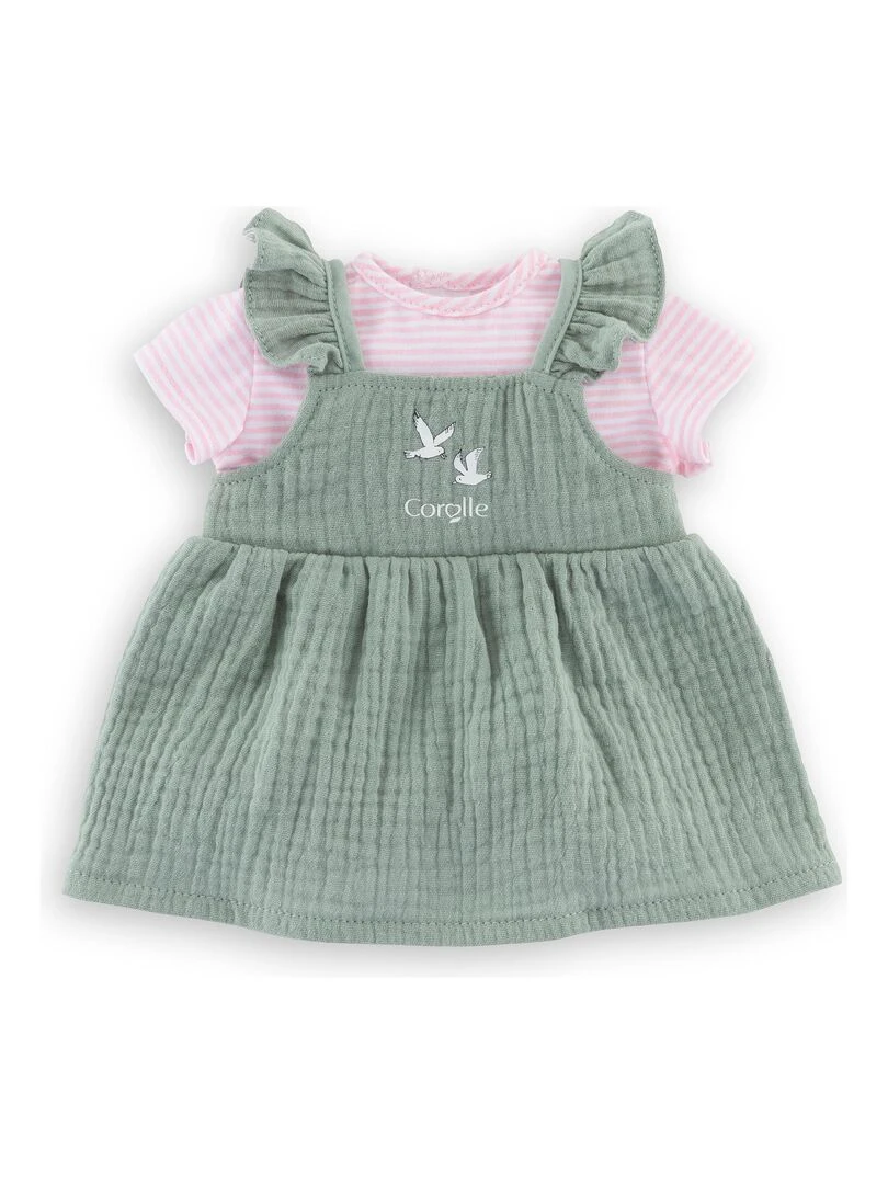 Robe à volants et T Shirt Bords de Loire pour poupon 30 cm Vert