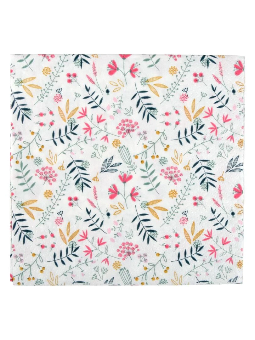 Lot de 20 serviettes en papier 33 x 33 cm Joyeux printemps Blanc