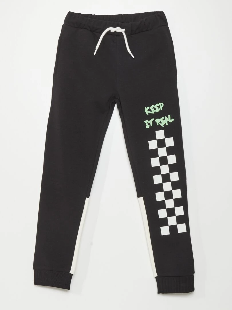 Jogging à taille élastiquée avec imprimé Noir