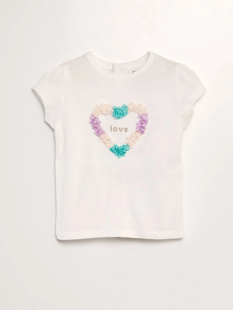 Tee shirt manches courtes imprimé Blanc cœur