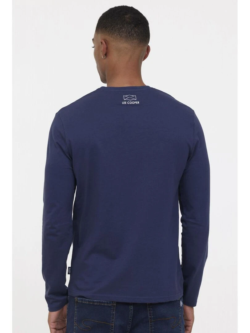Lee Cooper   T Shirt manches longues coton regular ATOF   Bleu marine