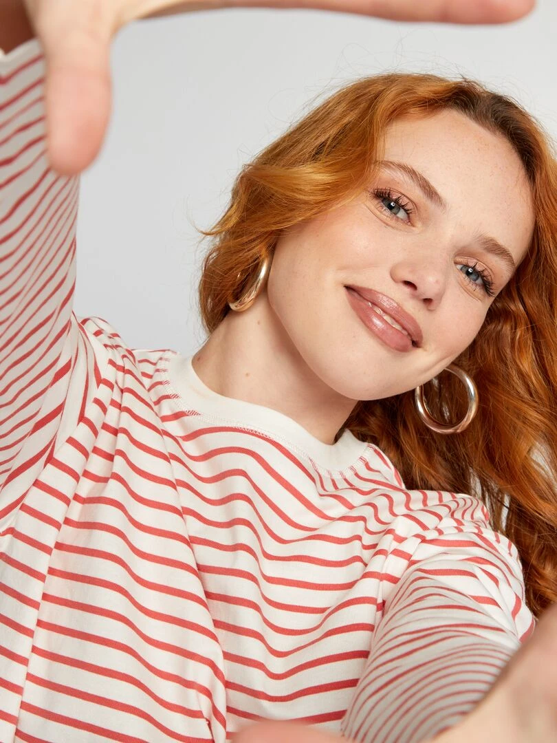 T shirt marinière en jersey   BLANC