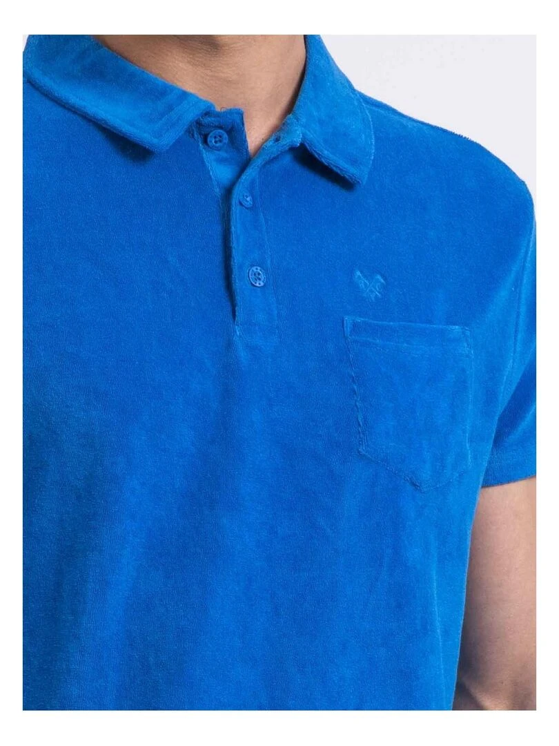 Polo manches courtes éponge PIBARK Bleu roi
