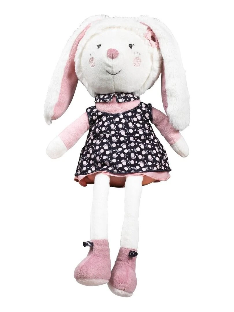 Doudou lapin grand modèle en velours blanc SAUTHON Blanc