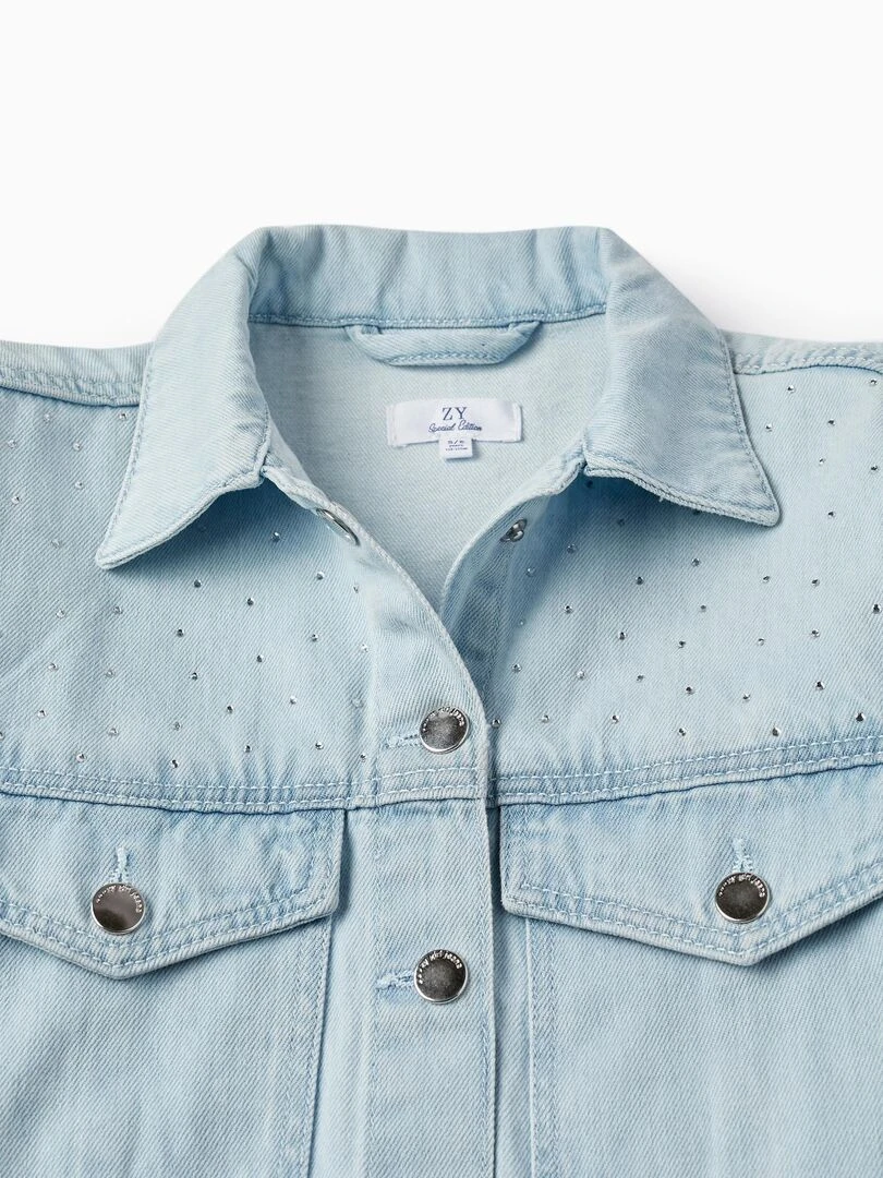 Veste en jean en coton avec des brillants pour fille 'Special Days'  LETS PARTY   Bleu clair