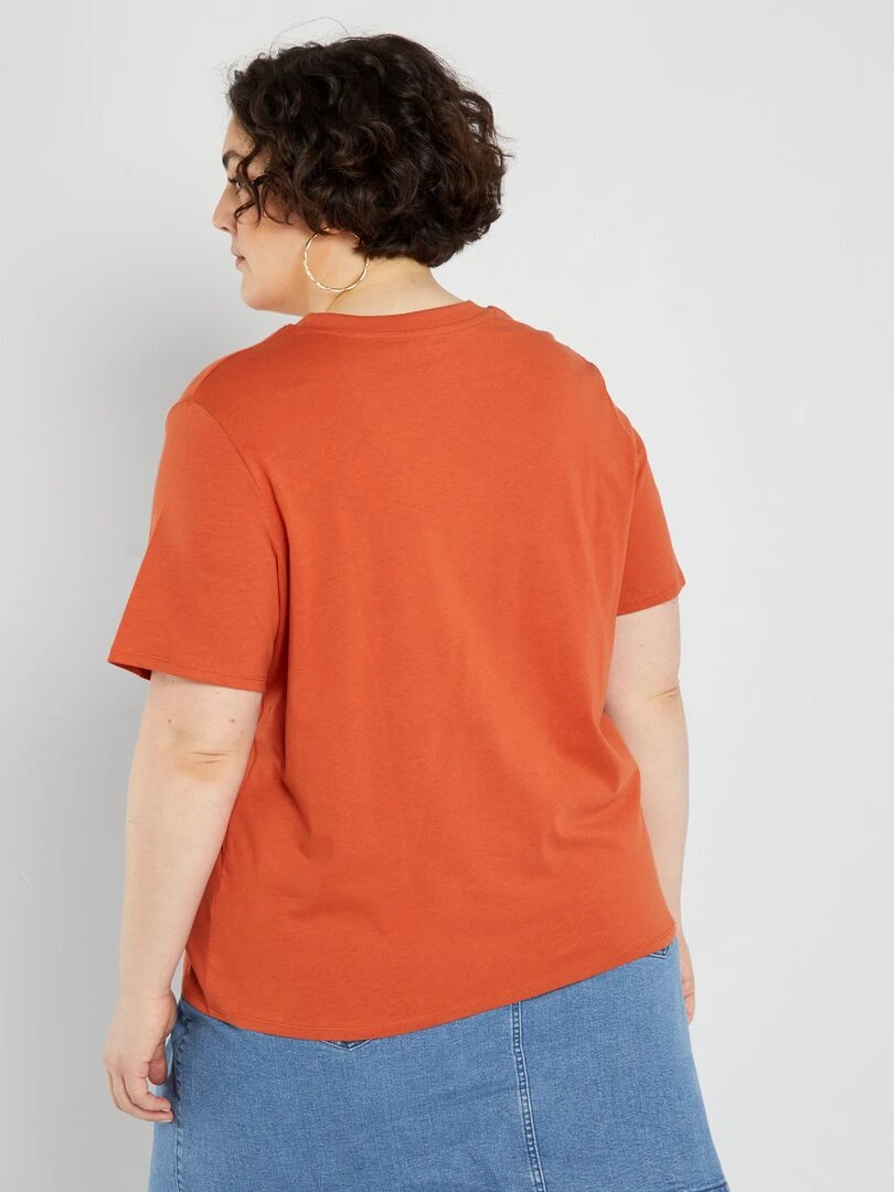 T shirt avec poche en crochet   orange