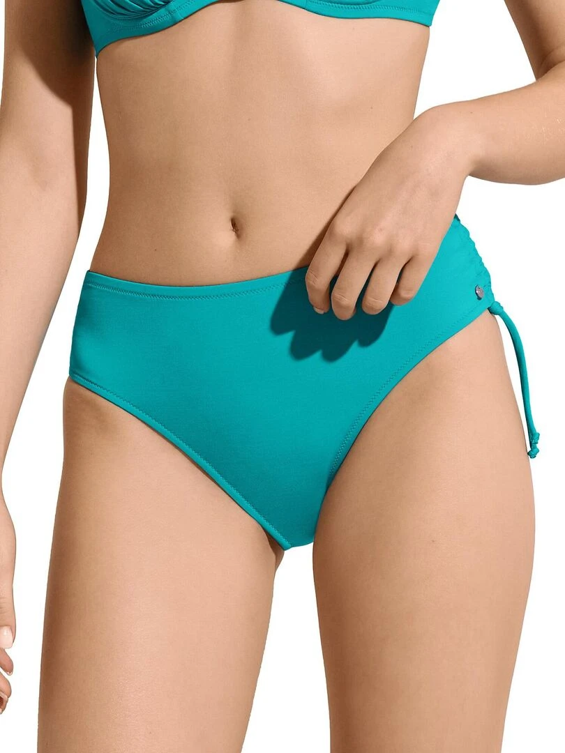Bas maillot slip de bain taille haute côtés réglables Las Vegas Vert