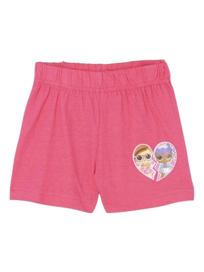 Lol Surprise   Ensemble ​​T shirt short fille Imprimé Lol Surprise   Rose
