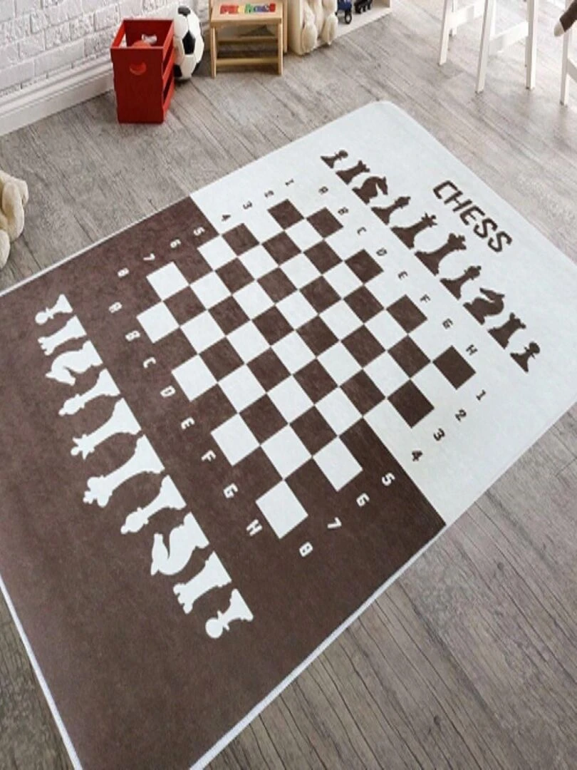 Tapis Echec Marron Marron