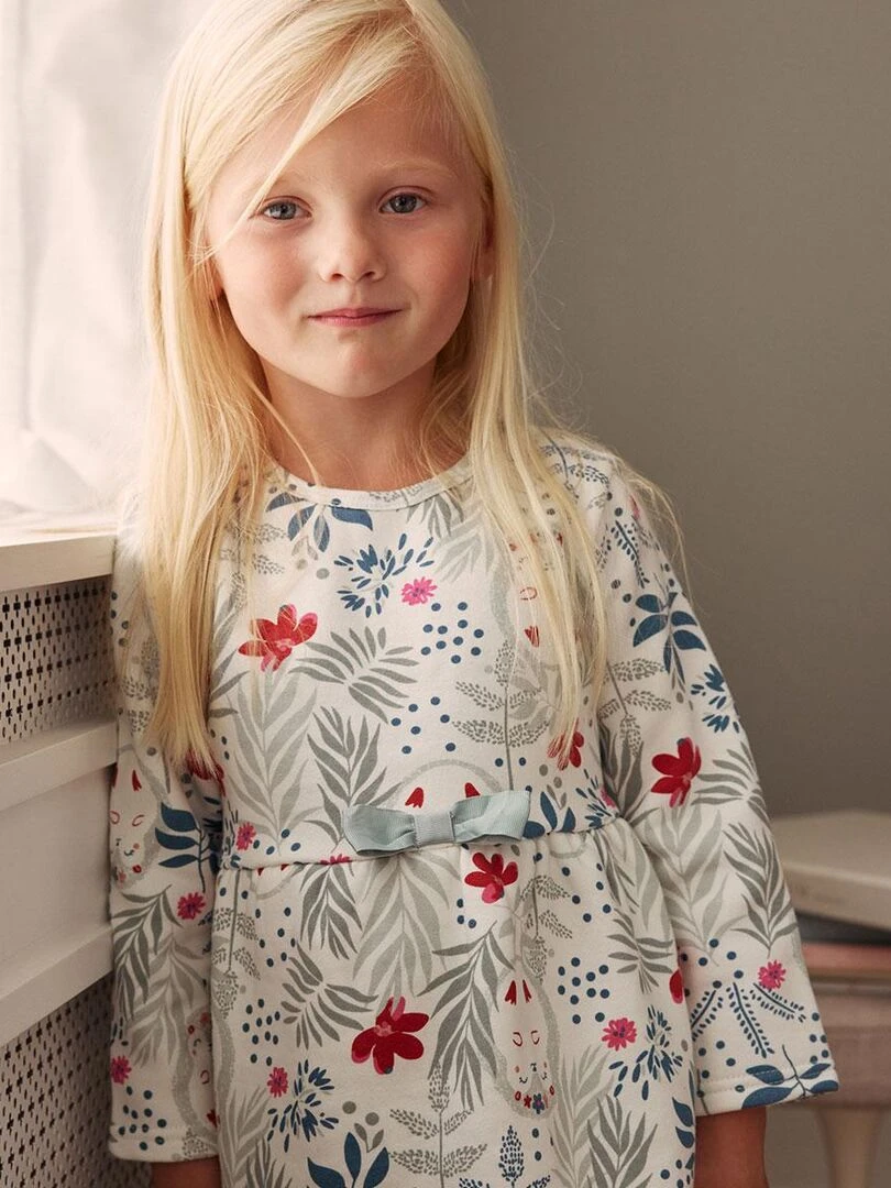 Robe en molleton bébé fille Lina   Ecru