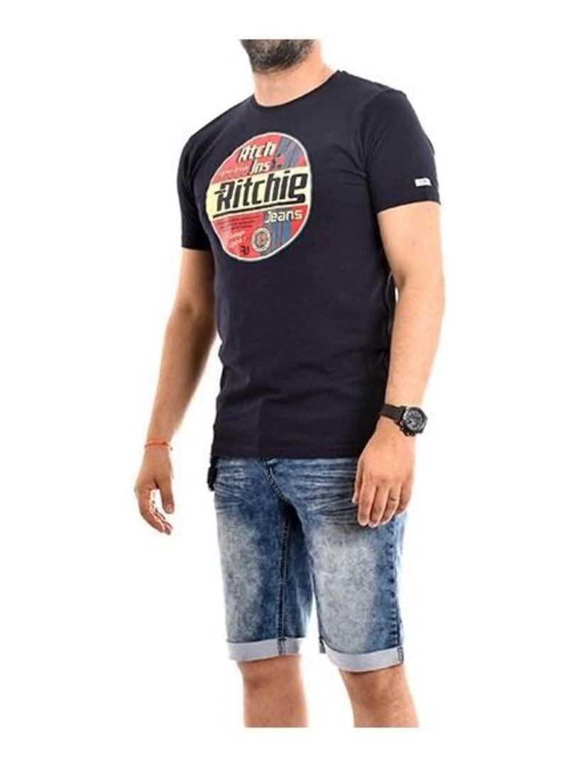 T shirt pur coton organique NAGEL   Bleu marine