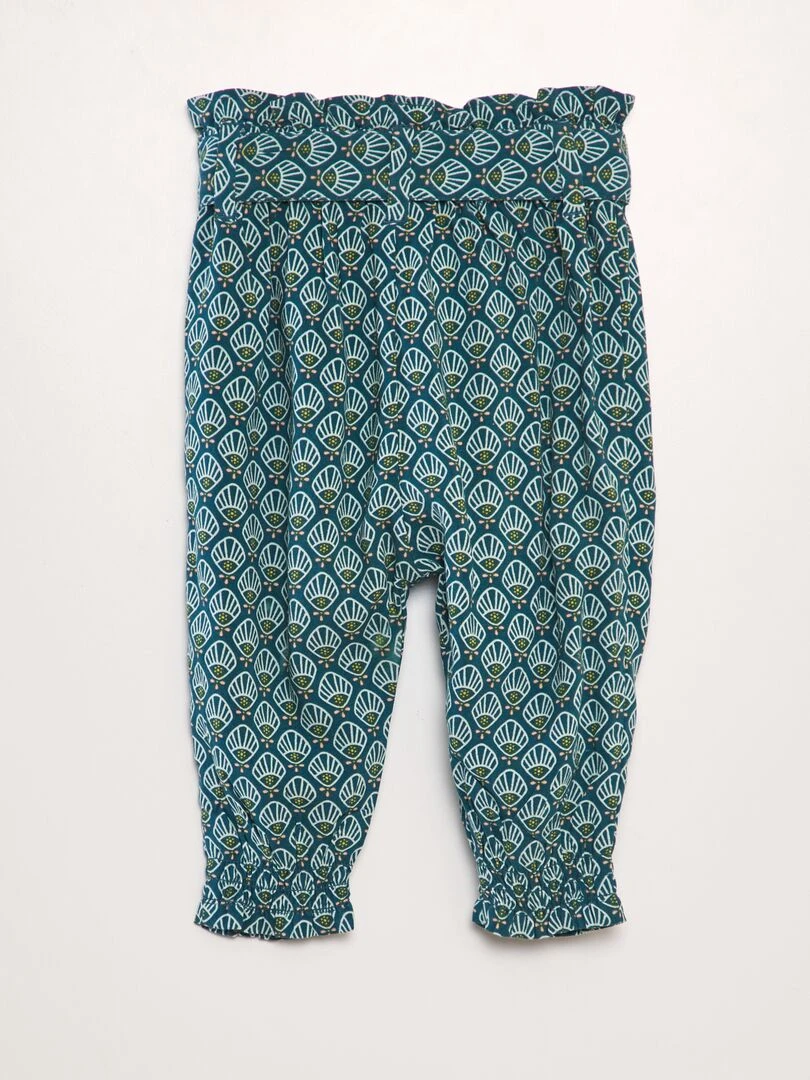 Pantalon sarouel à motif Bleu vert