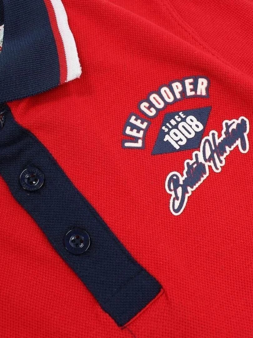 Lee Cooper   Polo garçon imprimé logo en coton   Rouge