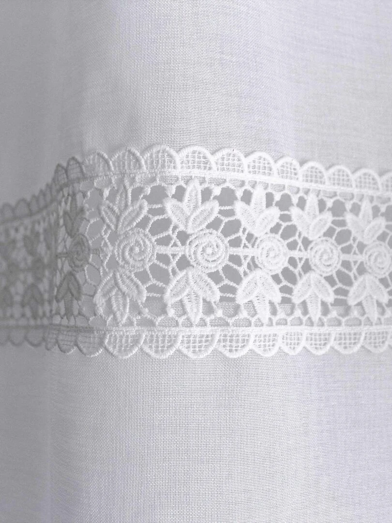 Paire de vitrages doits et galon macramé   Blanc