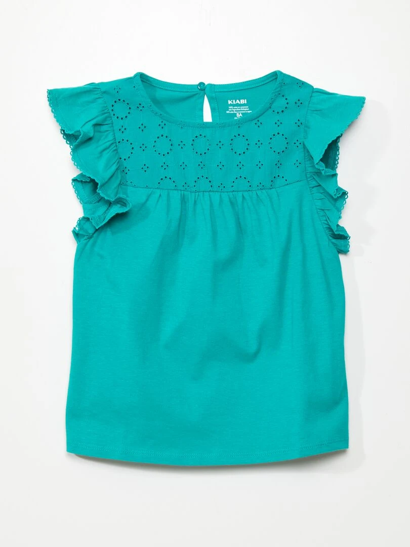 T shirt avec broderie Vert