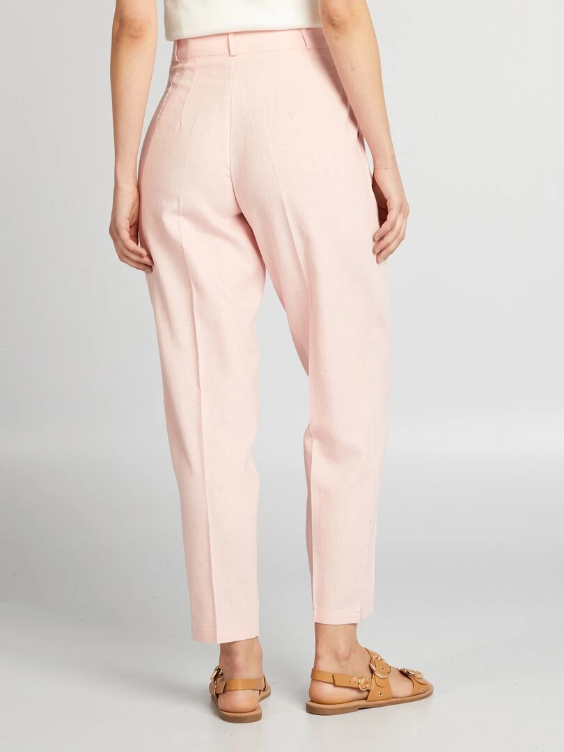 Pantalon cigarette en lin   Rose pâle