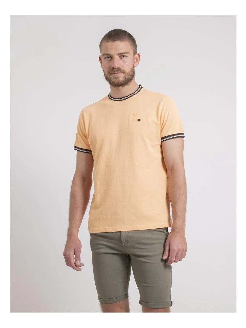 T shirt col rond pur coton NECAMIX   Orange