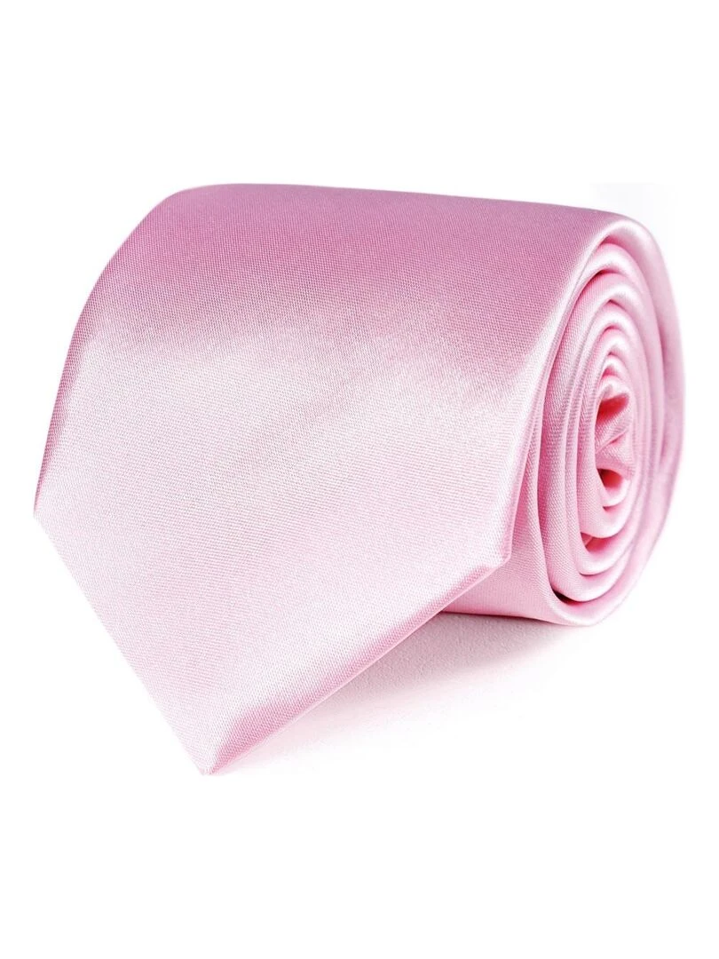 Cravate Satin Unie Fabriqué en Europe Rose