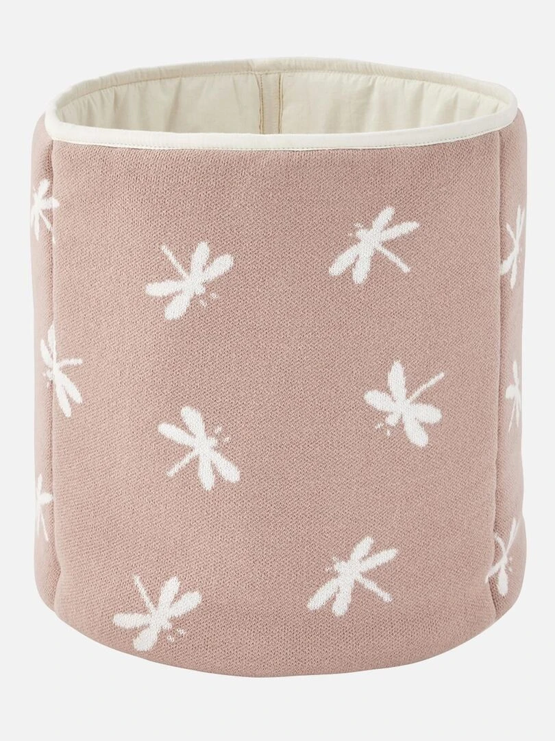 Panier de rangement libellules en tricot BIO poudré Noukie's Rose