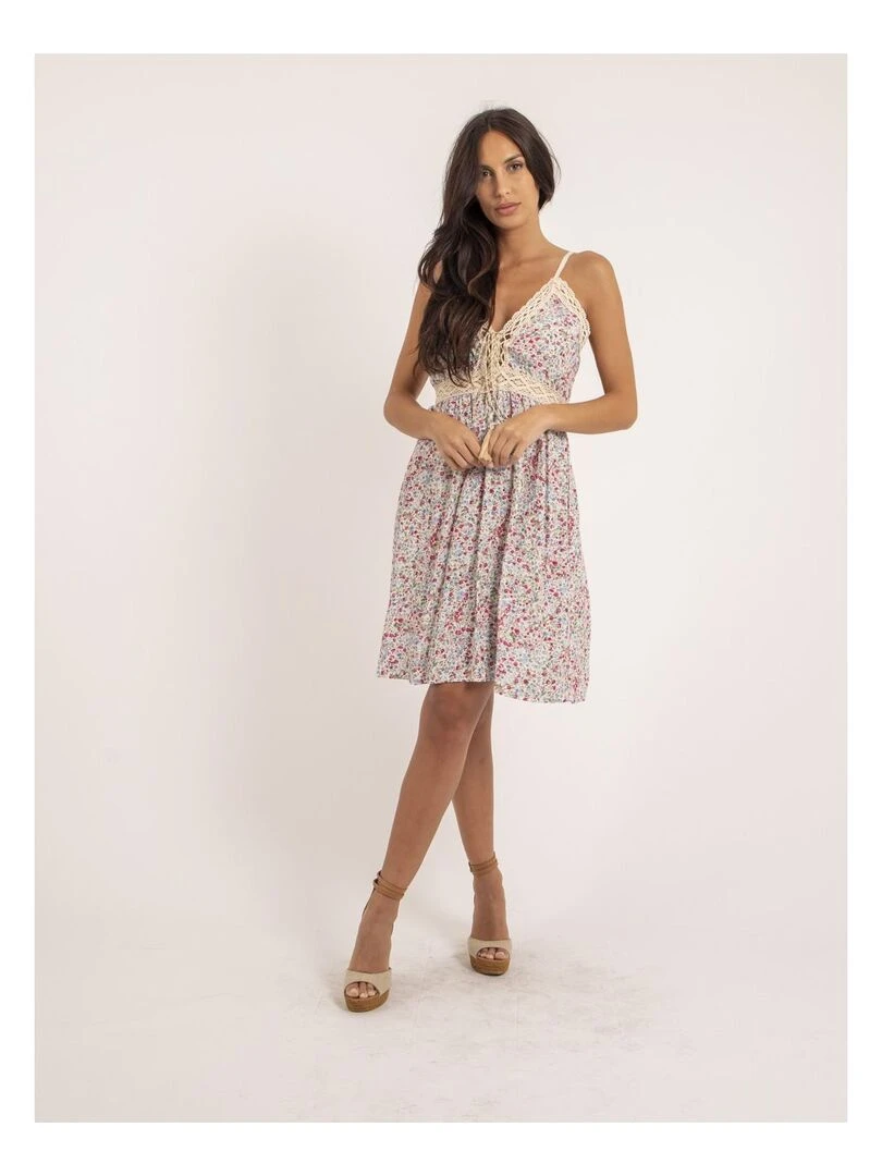 Robe courte motifs IBASS   Rose