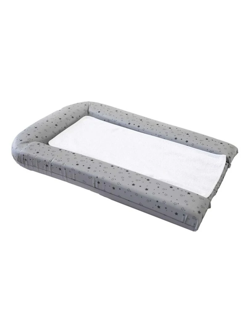 Matelas à langer + 2 carrés éponges étoile gris Gris