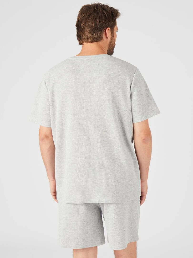 Pyjashort maille reliefée coton majoritaire   Damart   Gris chiné
