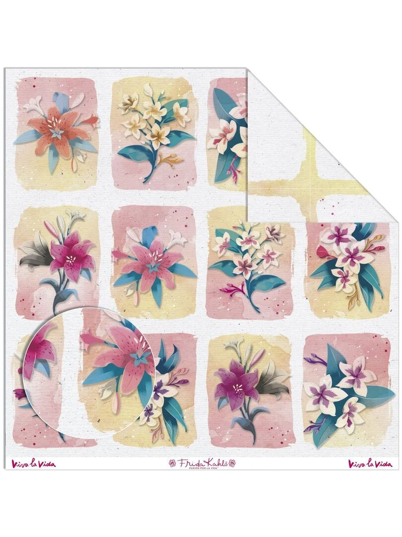 Papier créatif Frida Kahlo fleurs N/A