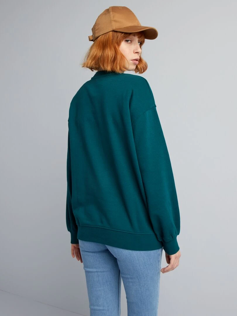 Sweat molletonné à imprimé   Vert