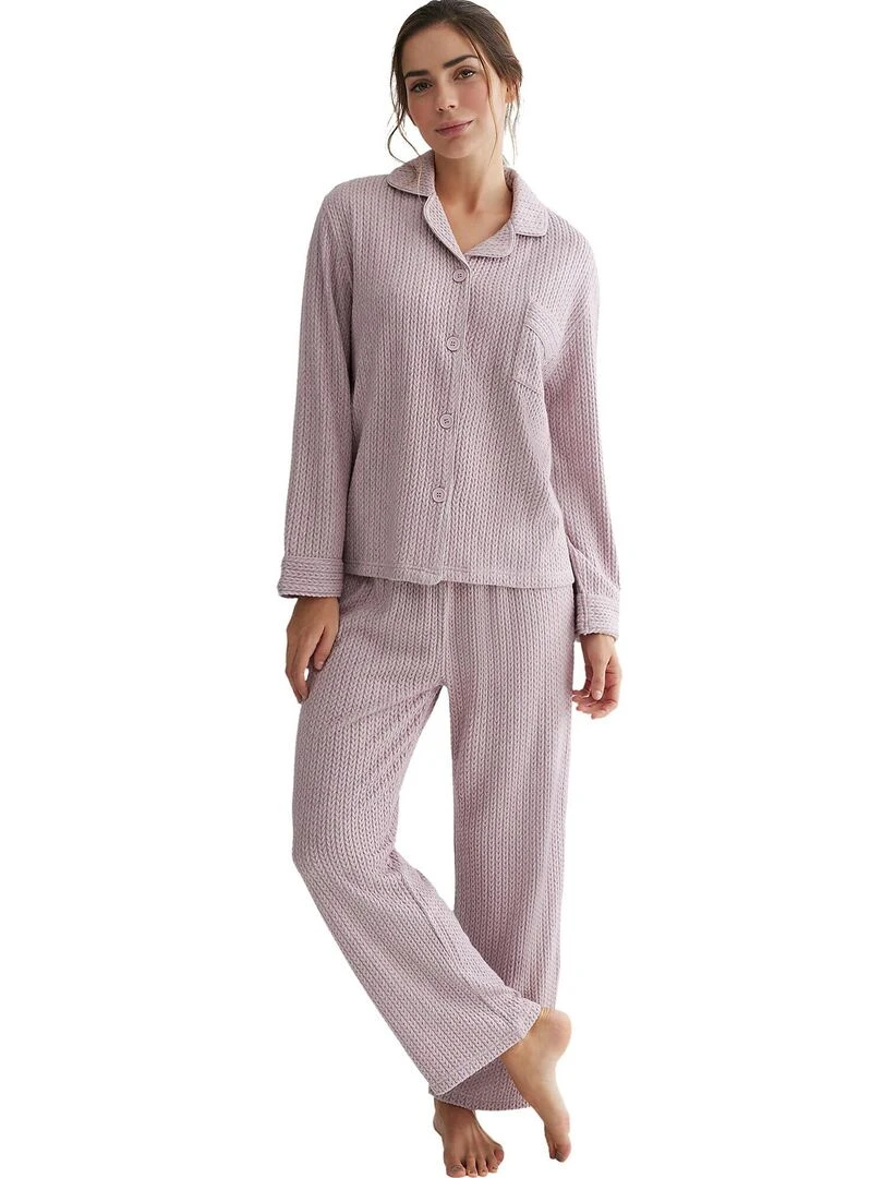 Pyjama pantalon chemise manches longues Espiga Rose