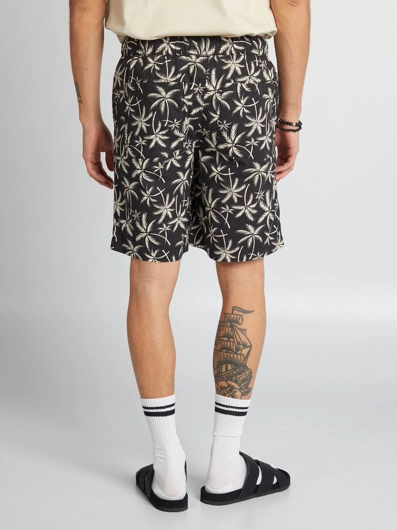 Short en coton imprimé   Gris