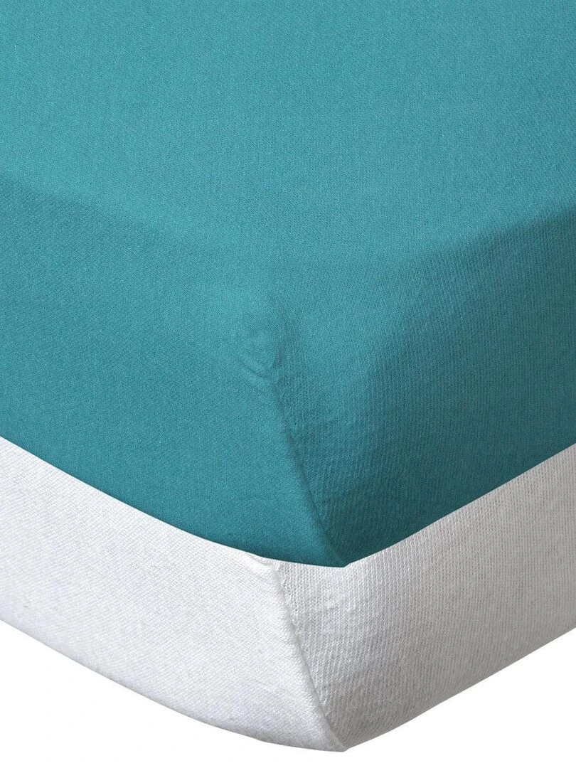 Lot de 2 draps housses unis 60x120 cm Tropical/Blanc Bleu turquoise