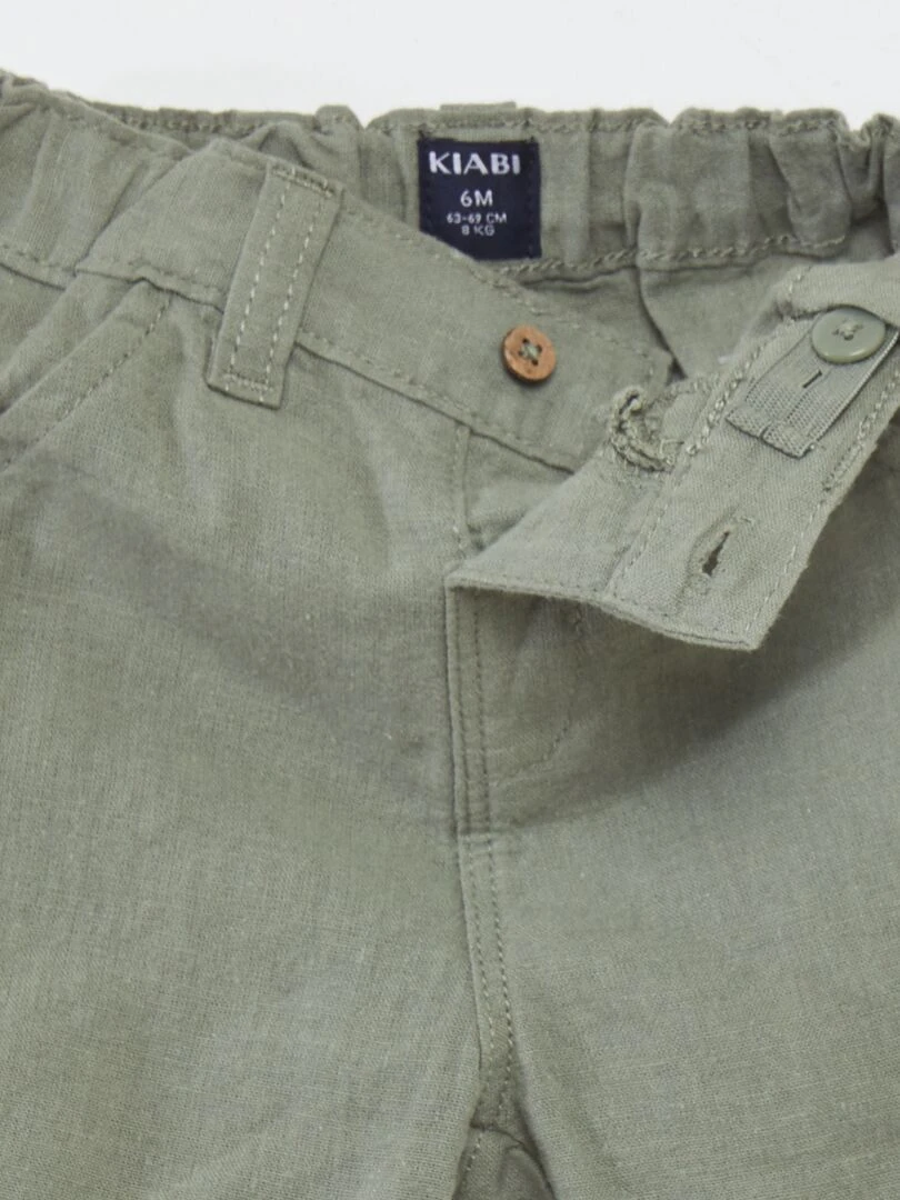 Short en lin mélangé   VERT