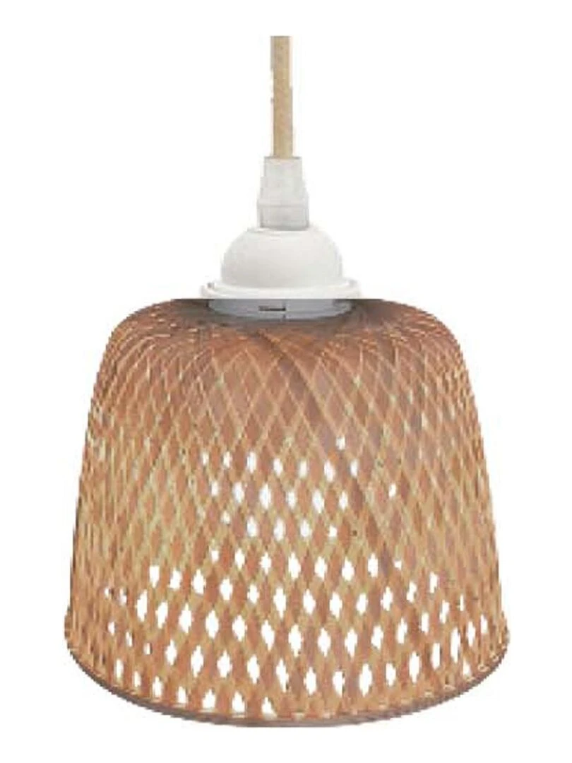 Set de 3 abat jours en bambou tressé pour suspension Beige