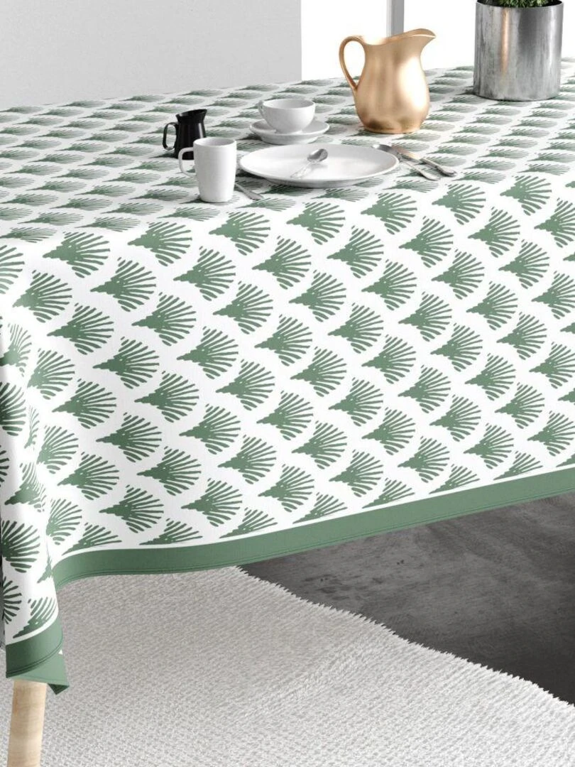 Nappe rectangulaire anti tache en Coton   Papyrus Vert   Vert