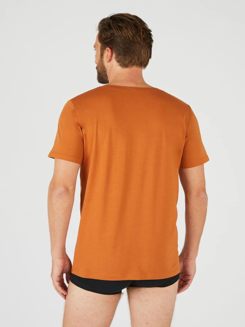 Tee shirt manches courtes en pur coton pima   Damart   Camel