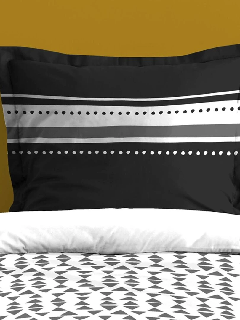 Parure de couette au style graphique   Blanc