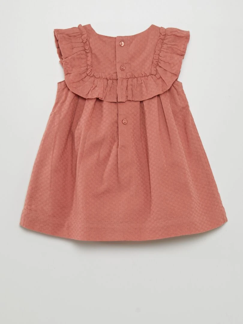 Robe évasée avec volants + culotte assortie   Rose