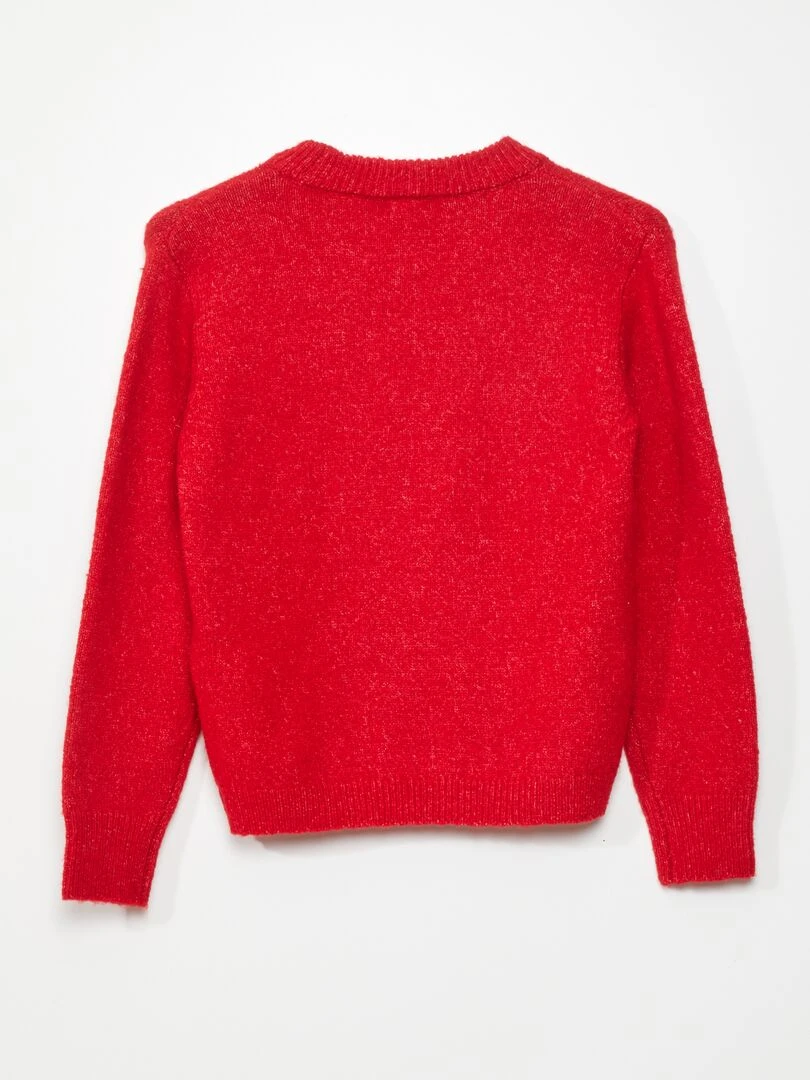 Pull de Noël avec bonhomme de neige   Rouge